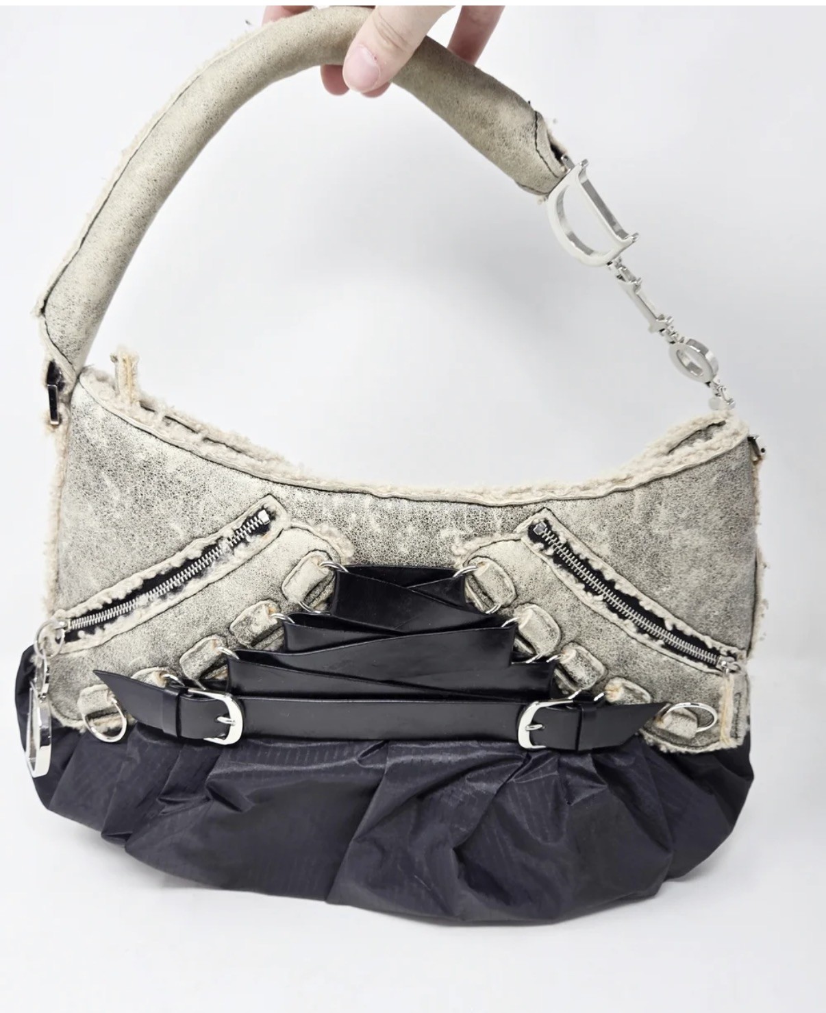 Rare Christian Dior Vintage Shearling Ballet Corset Bag