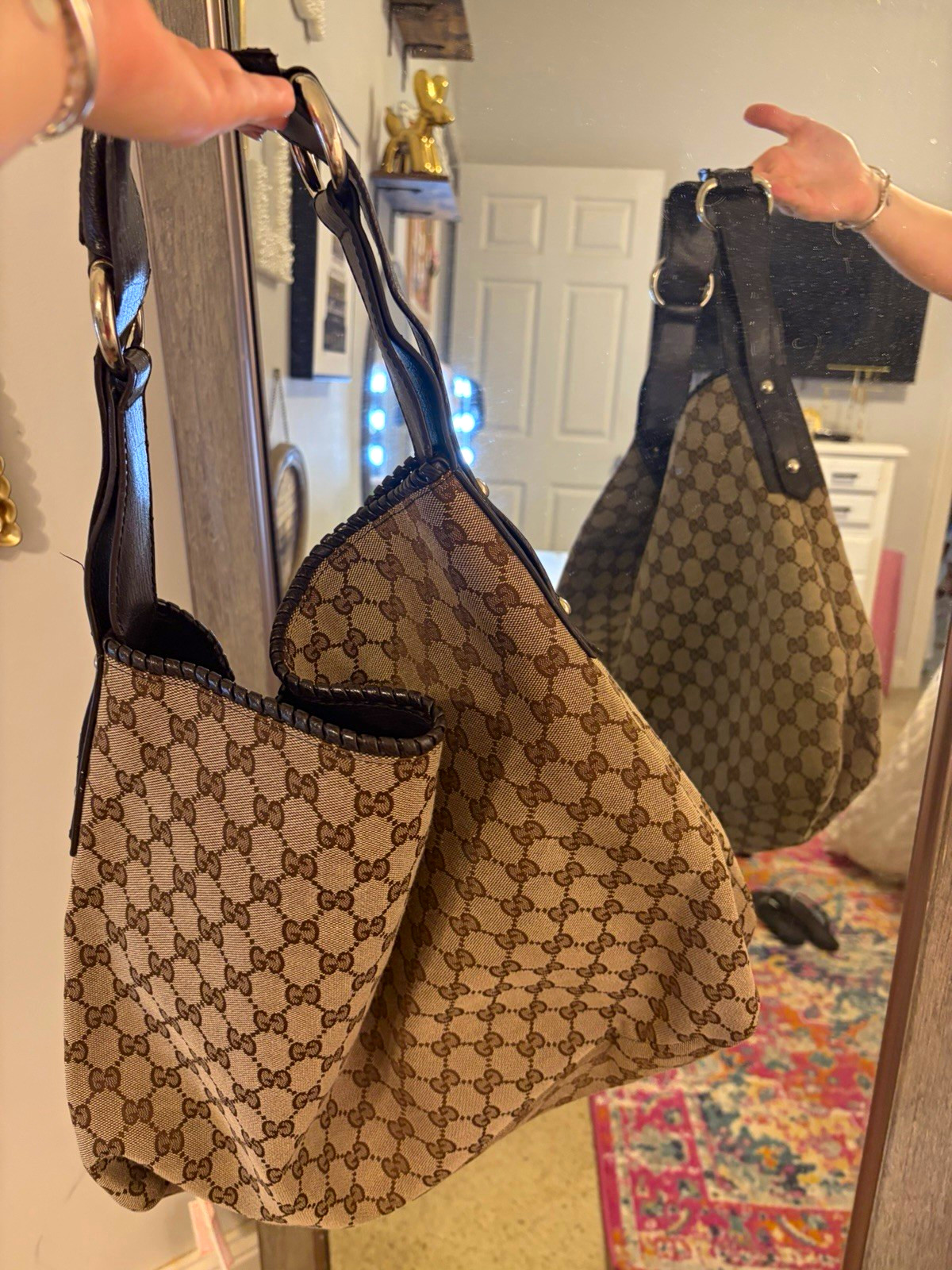 Vintage Gucci GG monogram Boho Canvas Tote bag.