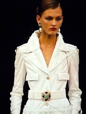CHANEL 08P VINTAGE NEW TAGS ECRU LAMBSKIN JACKET COAT GOLD CC BUTTONS FR38 $22K