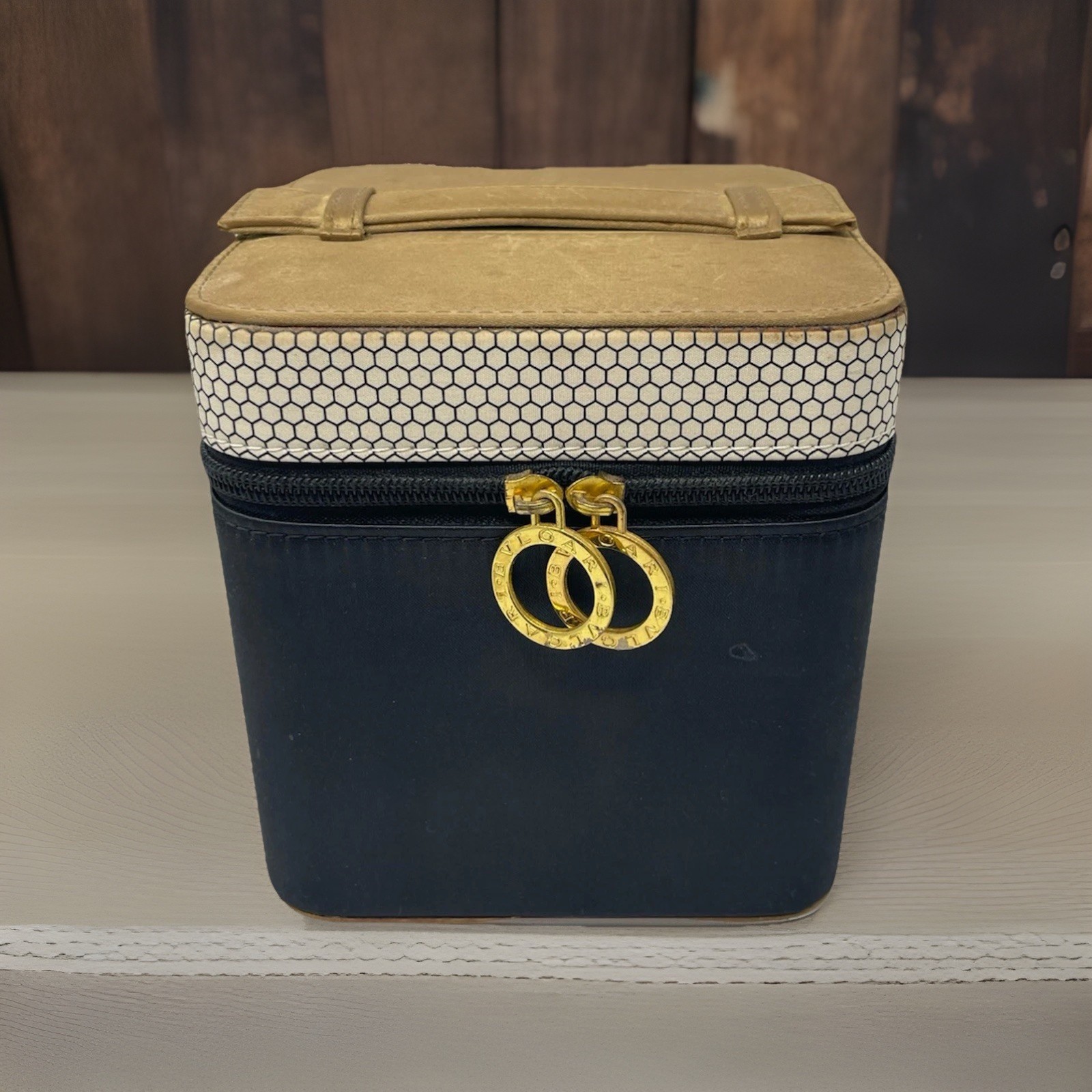 VTG Women's Bvlgari Parfums Black Gold Travel Portable Jewelry Box