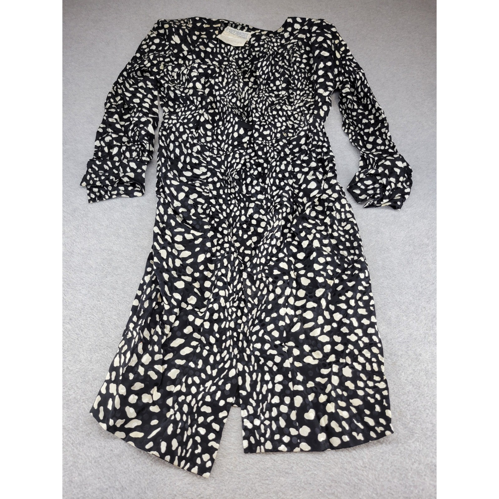 Givenchy Nouvelle Boutique Vintage Silk Dress Black White Jacquard France 44 14