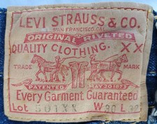 Vintage Levi’s 501XX Big E Selvedge Jeans 1950s Paper Patch Hidden Rivets 