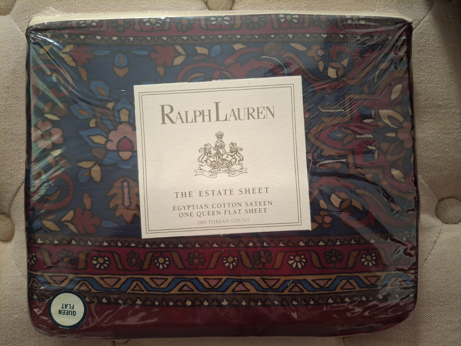 Vintage Ralph Lauren Brentford  QUEEN Size Cotton Flat Sheet