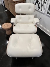 Eames Lounge Chair and Ottoman Herman Miller - Ash White Leather
