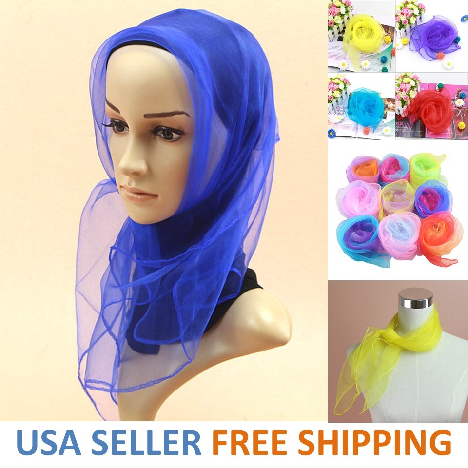 Vintage 50s Wrap Hair Head Neck Tie Super Light Chiffon Women Neck Scarf USA
