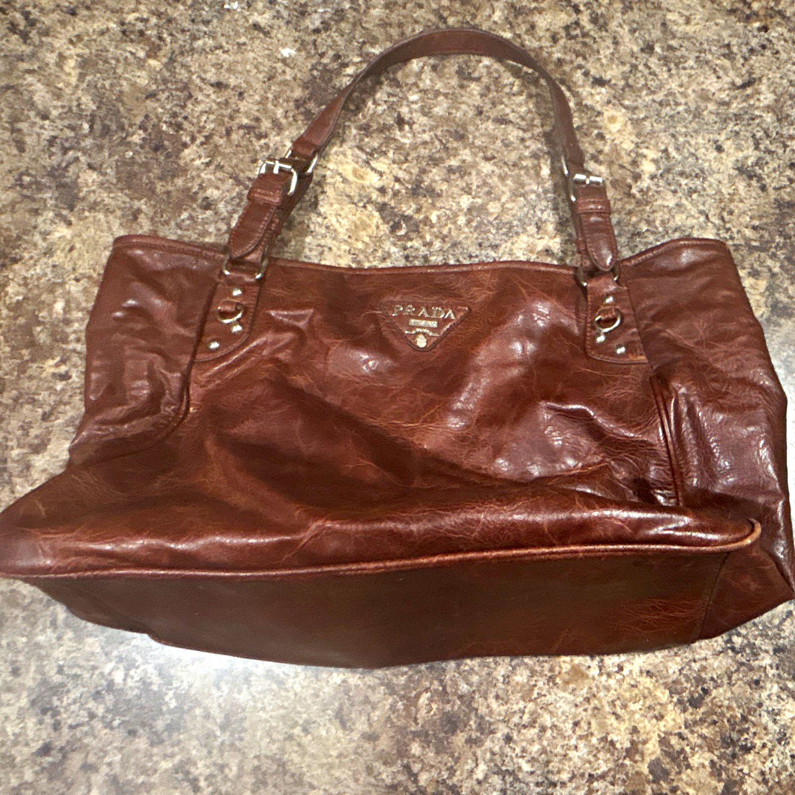 Vintage Prada Brown Leather Shoulder Crossbody Bag PRADA MILANO DAL 1913 Italy