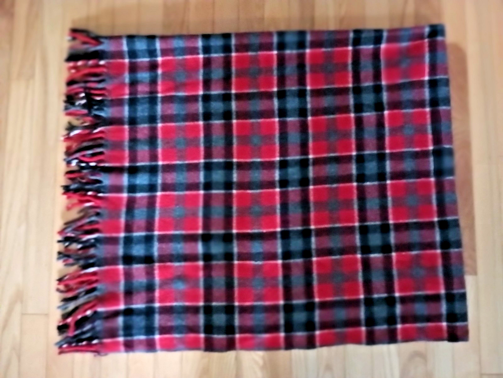 VTG WOOL THROW BLANKET PLAID