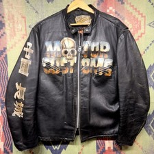 Vintage Schott Perfecto Great China Wall Hand Painted Leather Jacket Size 50 XL