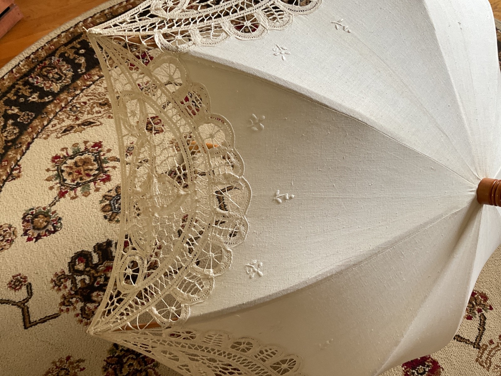 Vintage Ivory/Ecru Lace Parasol Umbrella  Wedding Bridal
