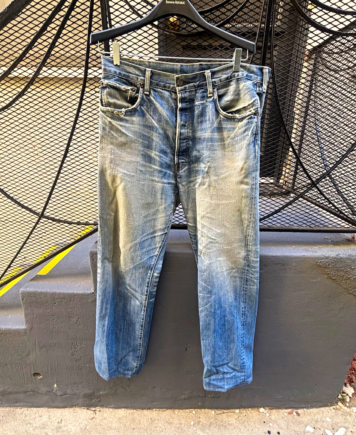 Vintage Levi's 501 Red line Big E 36 selvedge thrashed distressed faded rare