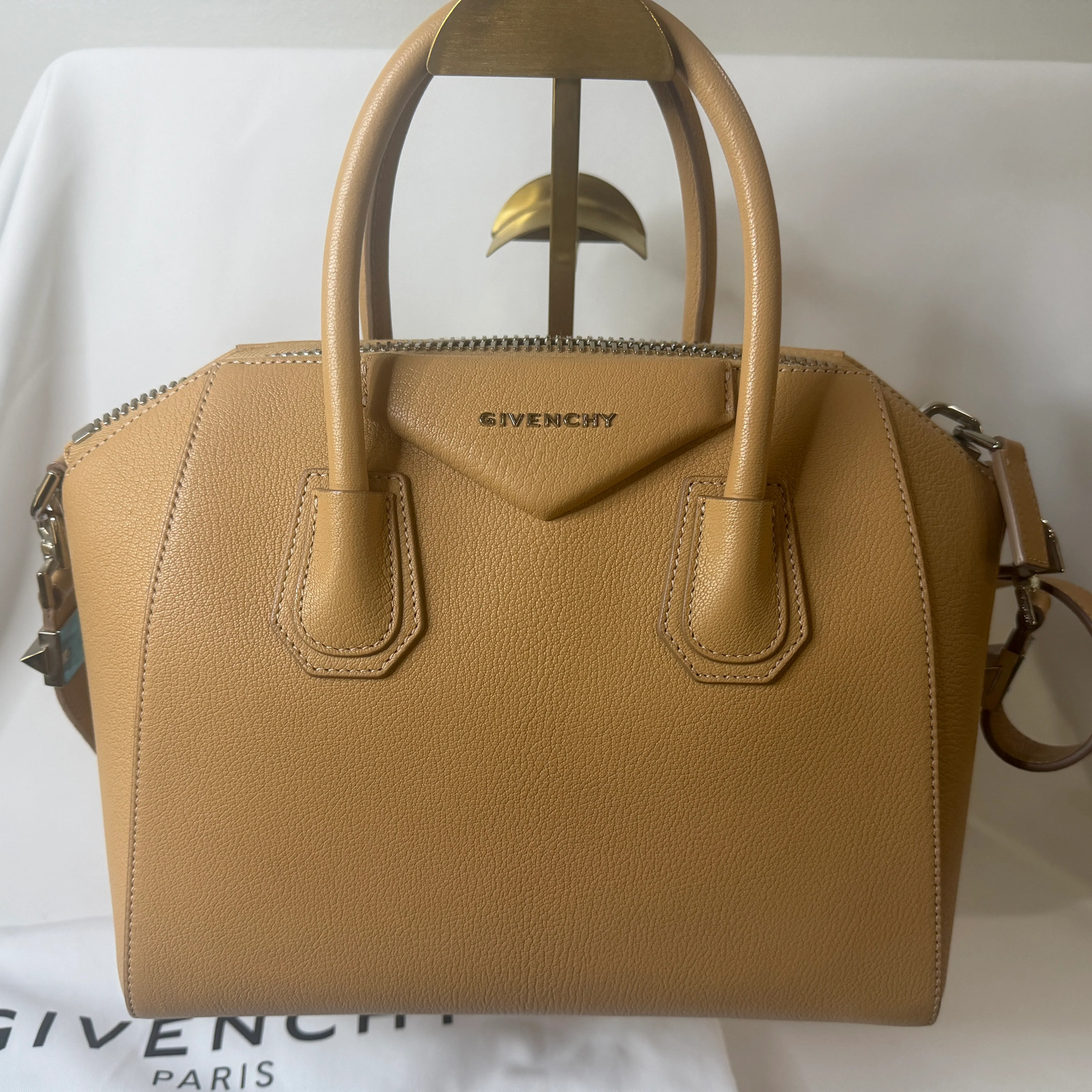 Givenchy Small Antigona Handbag — Beige/Tan, with Strap & Dust Bag