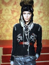 CHANEL VINTAGE 09A PARIS-MOSCOW MUSEUM NEW TWEED BLACK JEWELED JACKET BELT FR38
