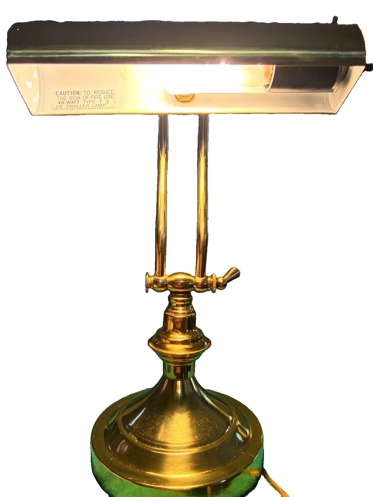 Vintage Brass Piano Bankers Desk Lamp Underwriters Laboratory Double Hinged