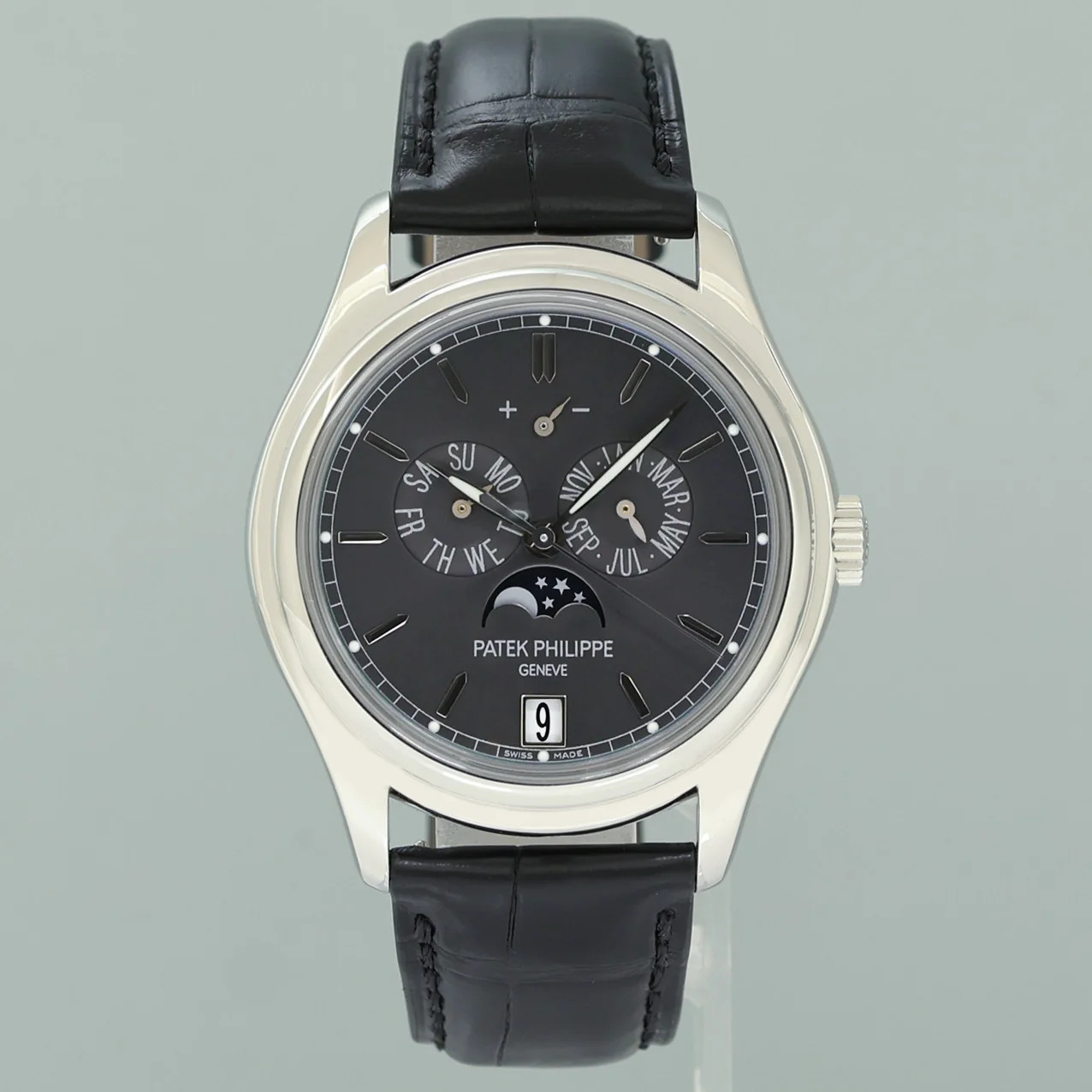 MINT Patek Philippe 5146P Platinum Annual Calendar Moon Phase 39mm Grey Watch