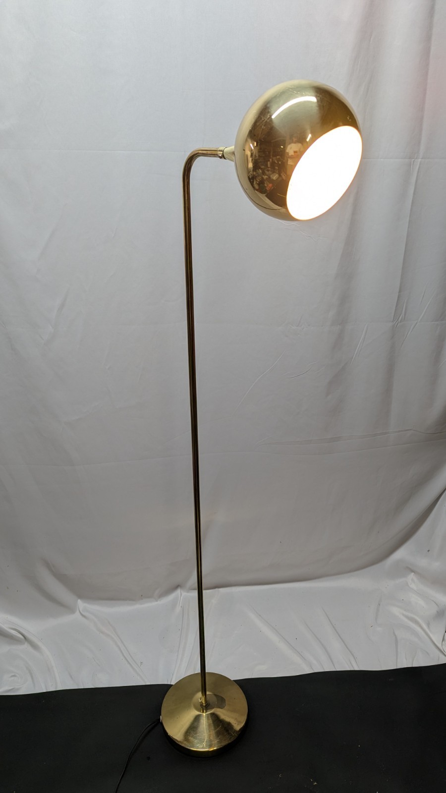 Vintage Brass Adjustable Reading Floor Lamp Light Vtg Mcm Nova California Sphere