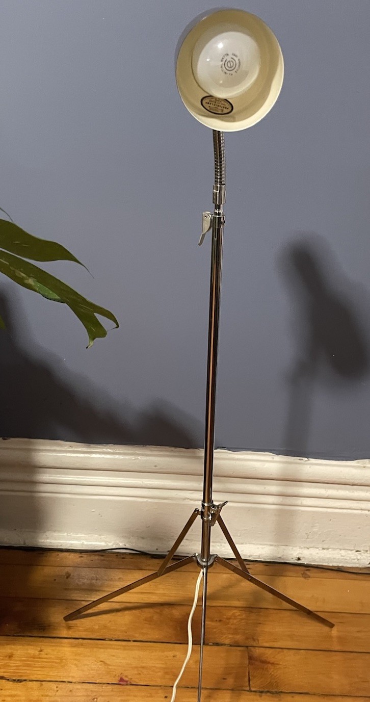 Vintage Brown Tripod Floor Lamp Mid Century Modern Adjustable Light MCM