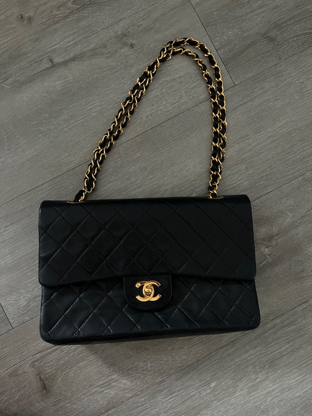 Chanel Vintage Classic Double Flap Bag Quilted Lambskin Medium
