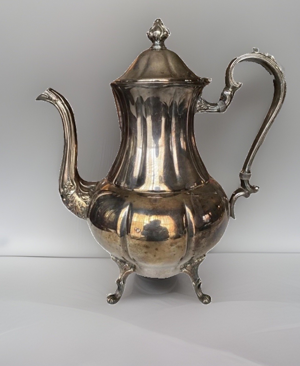 Vintage Fancy Coffee Pot Silver Plated 11” Tall Ornate Work Large Size