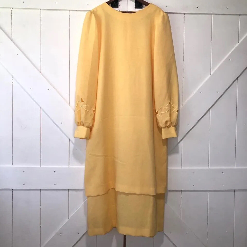 Vintage Women’s Size 36 Givenchy En Plus Dress Long Sleeve Shoulder Pads Retro