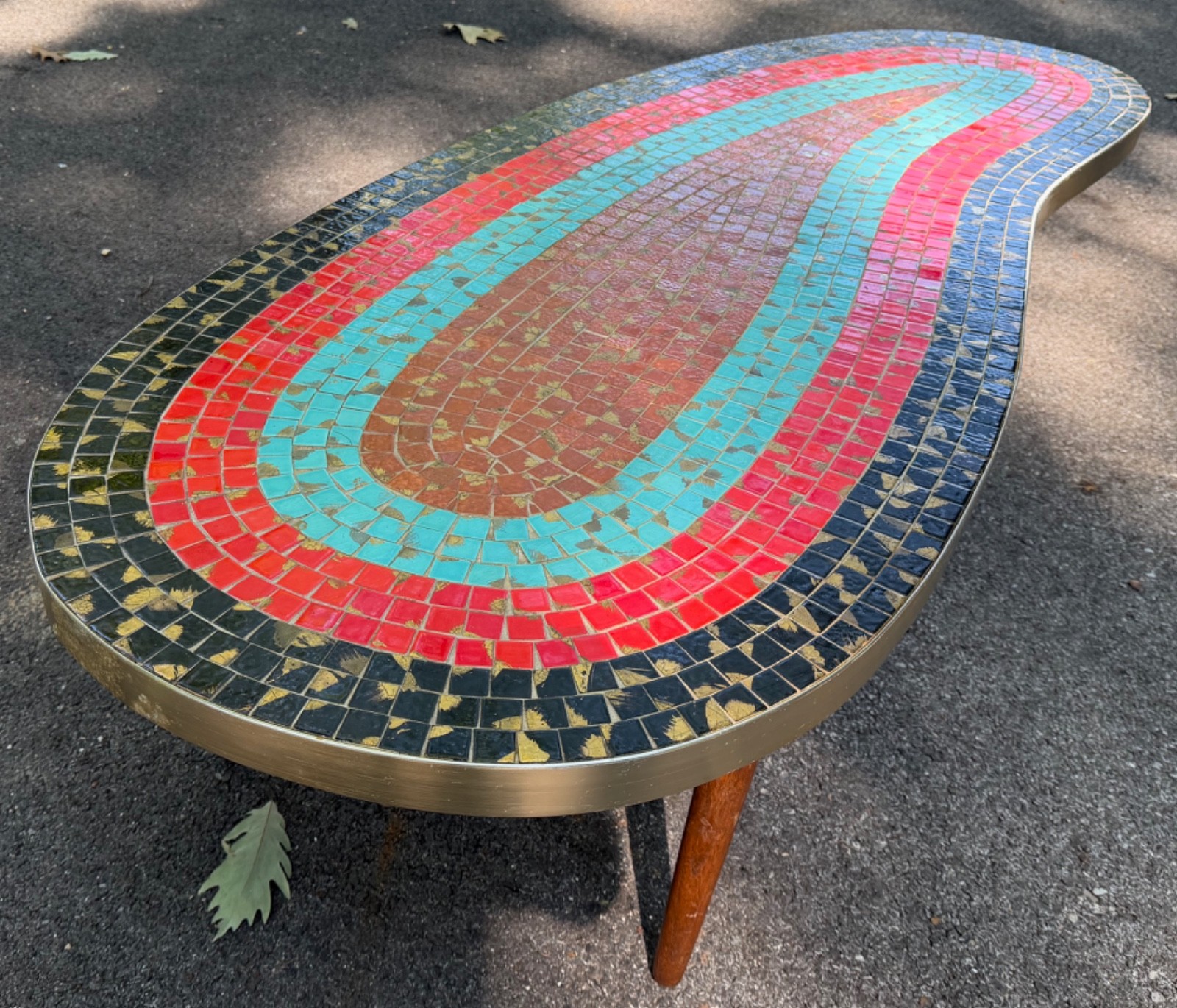 Vintage MCM Ceramic Tile Mosaic Coffee Table Mid Century Modern Amoeba 50s 60s