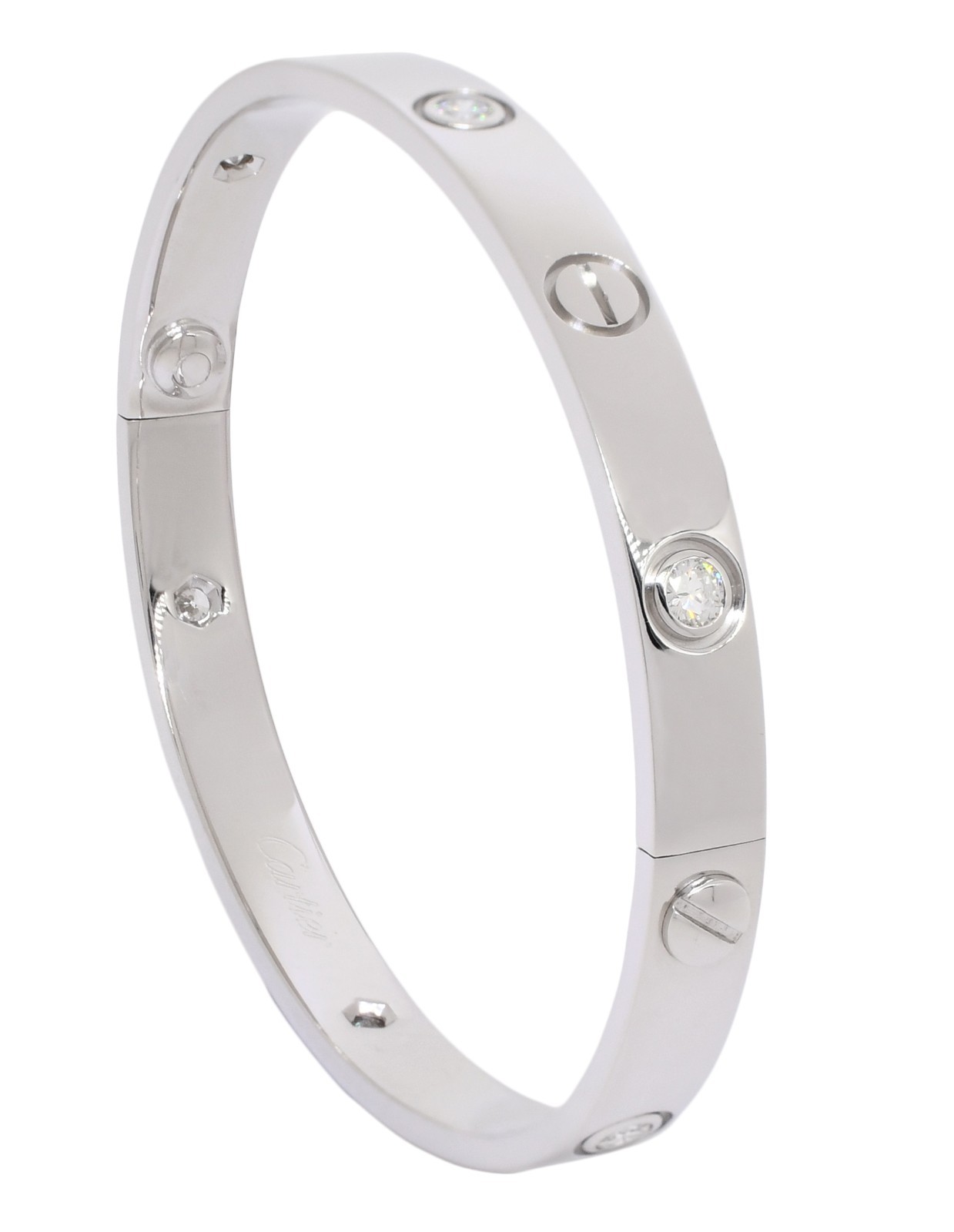 Cartier Vintage Love Bracelet 6 Diamond 18k White Gold Size 16 B/P 1999