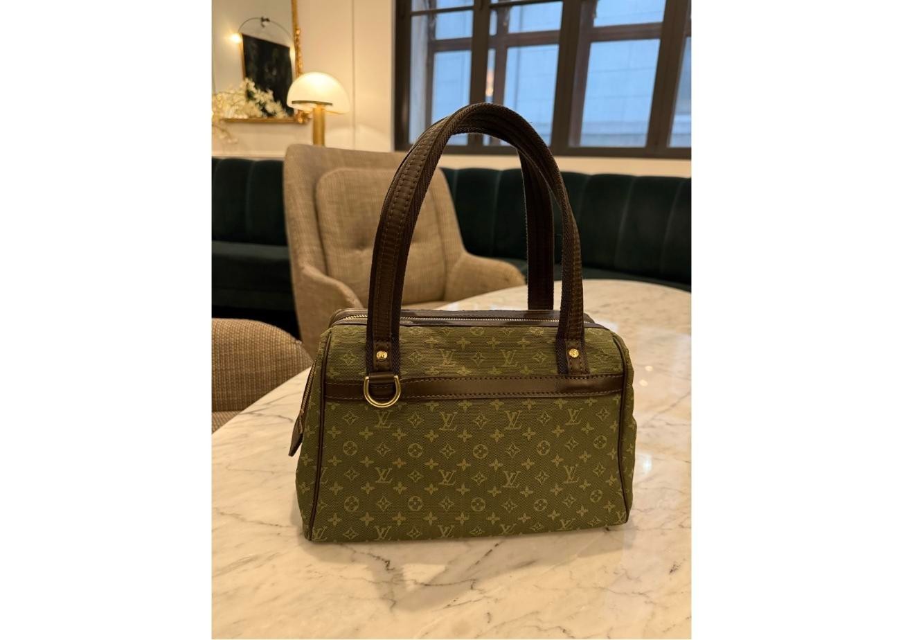 Louis Vuitton Josephine PM Khaki Mini Lin Monogram Boston Bag Vintage Satchel