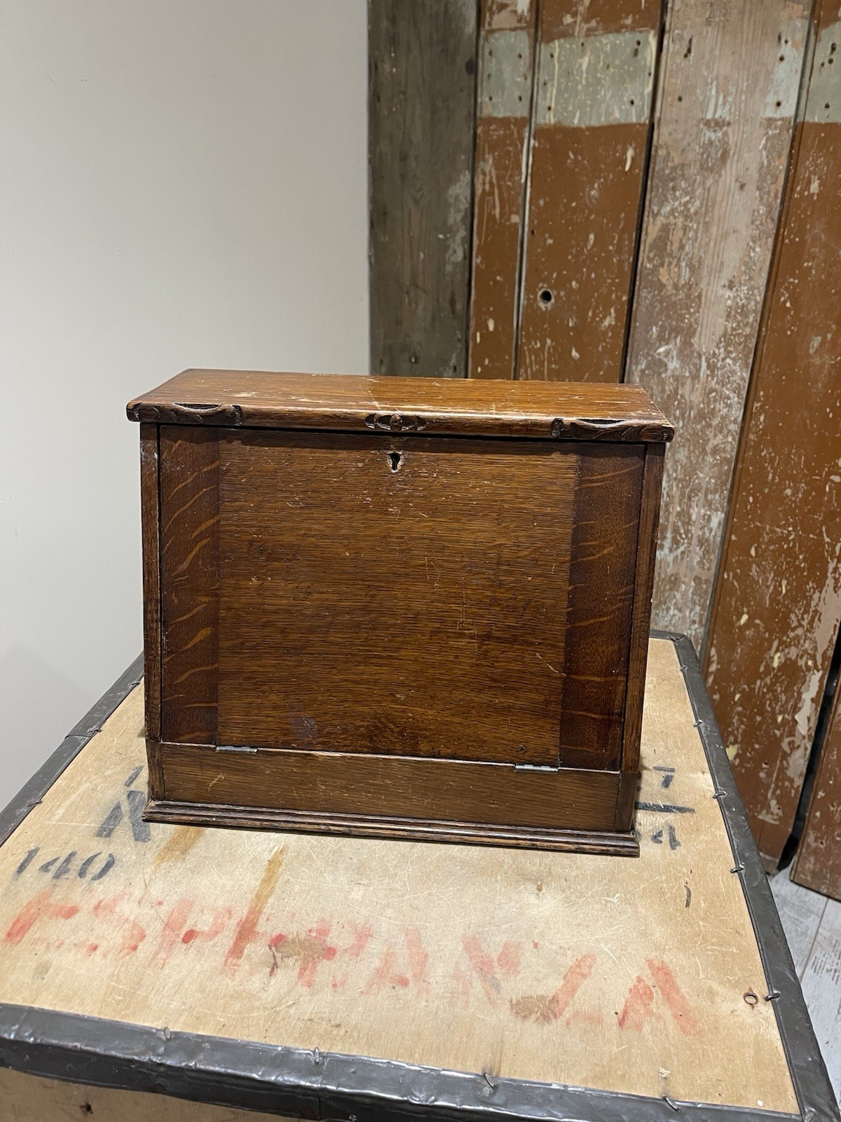 Vintage Wooden Tabletop Bureau Stationery Cabinet Box Drop-Down Writing Case