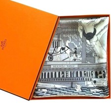 HERMES Carre 90 Silk Scarf Hippopolis Black/White Rare Vintage Unused w/ Box DDP