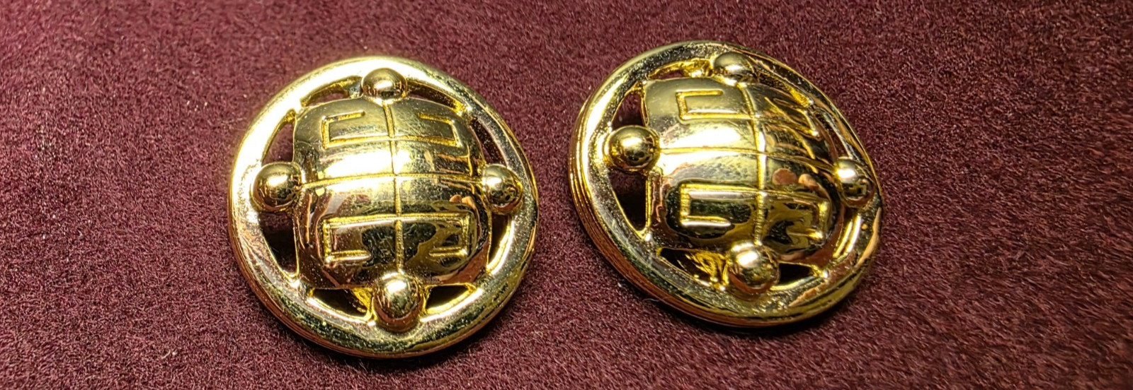 VINTAGE GIVENCHY GOLD TONE ROUND EARRINGS SIGNED