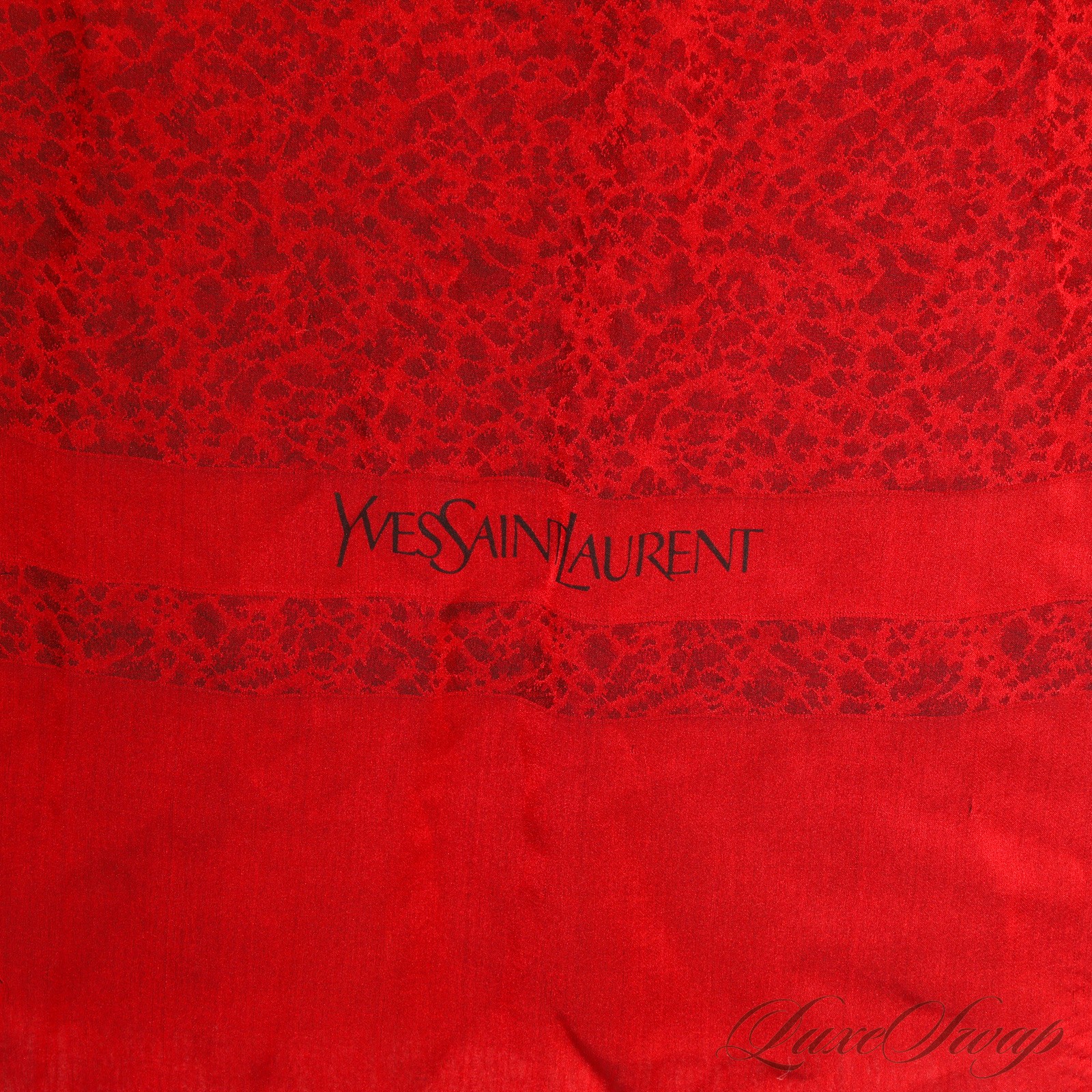 INCREDIBLE Vintage Yves Saint Laurent YSL Red Cheetah Print Shawl Wrap Scarf NR