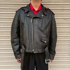Schott 618 Perfecto Double Riders Leather Jacket Size 52 Black USA Made Vintage