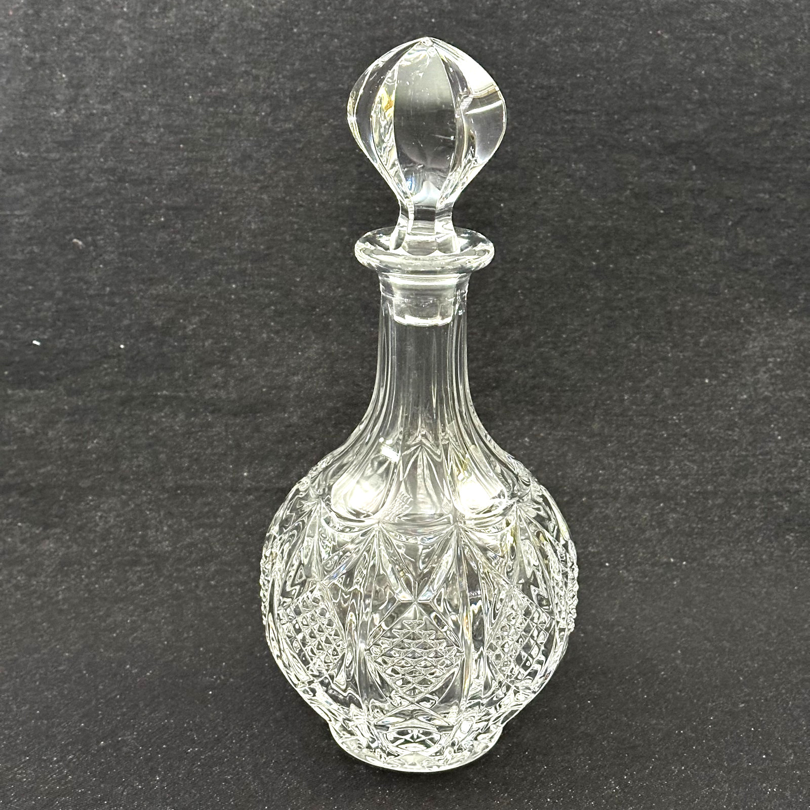 Vintage Heavy Crystal Decanter Faceted Stopper 11 1/2"