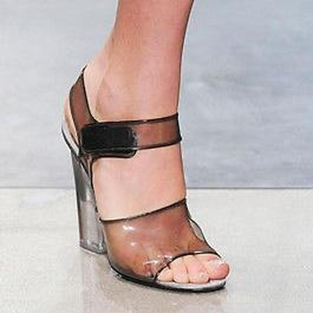 Vintage Prada SS 2010 Grey Lucite Perspex heels 37 excellent cond