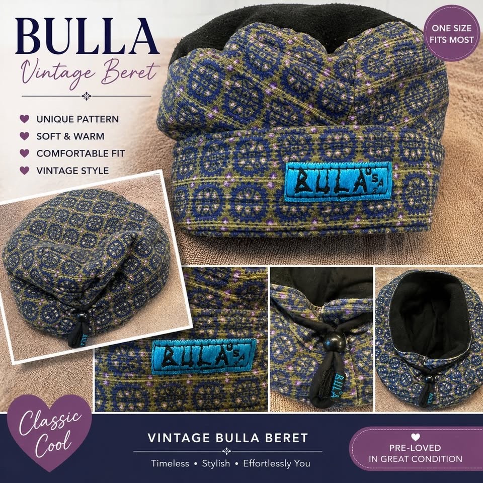 Vintage Bulla Beret / Winter Hat β Unique Boho Pattern π Great vintage/Y2K ski