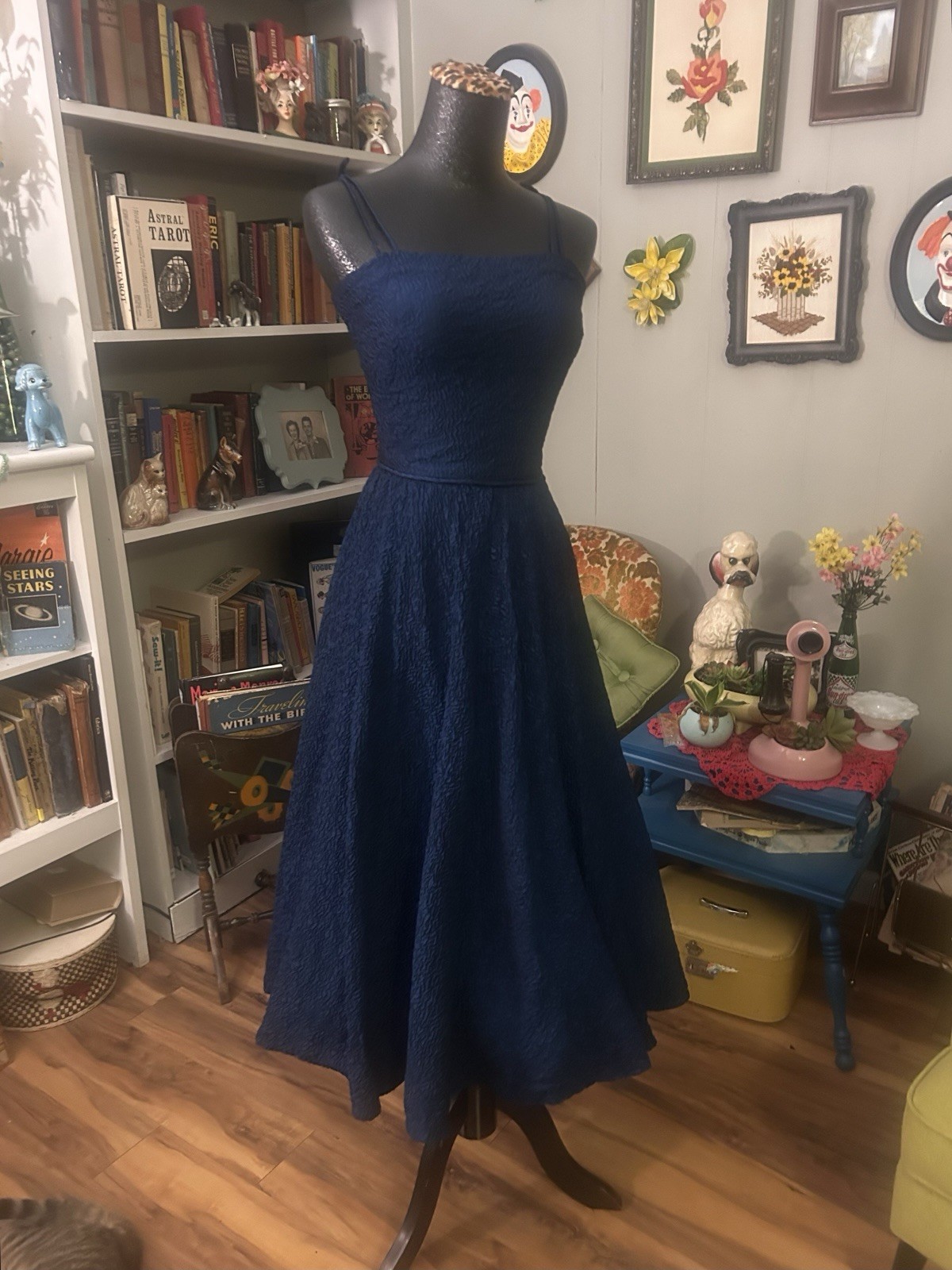 Vtg 50s Formal Cocktail Dress Full Flare Swing Rockabilly Pinup Goth Glam XXS