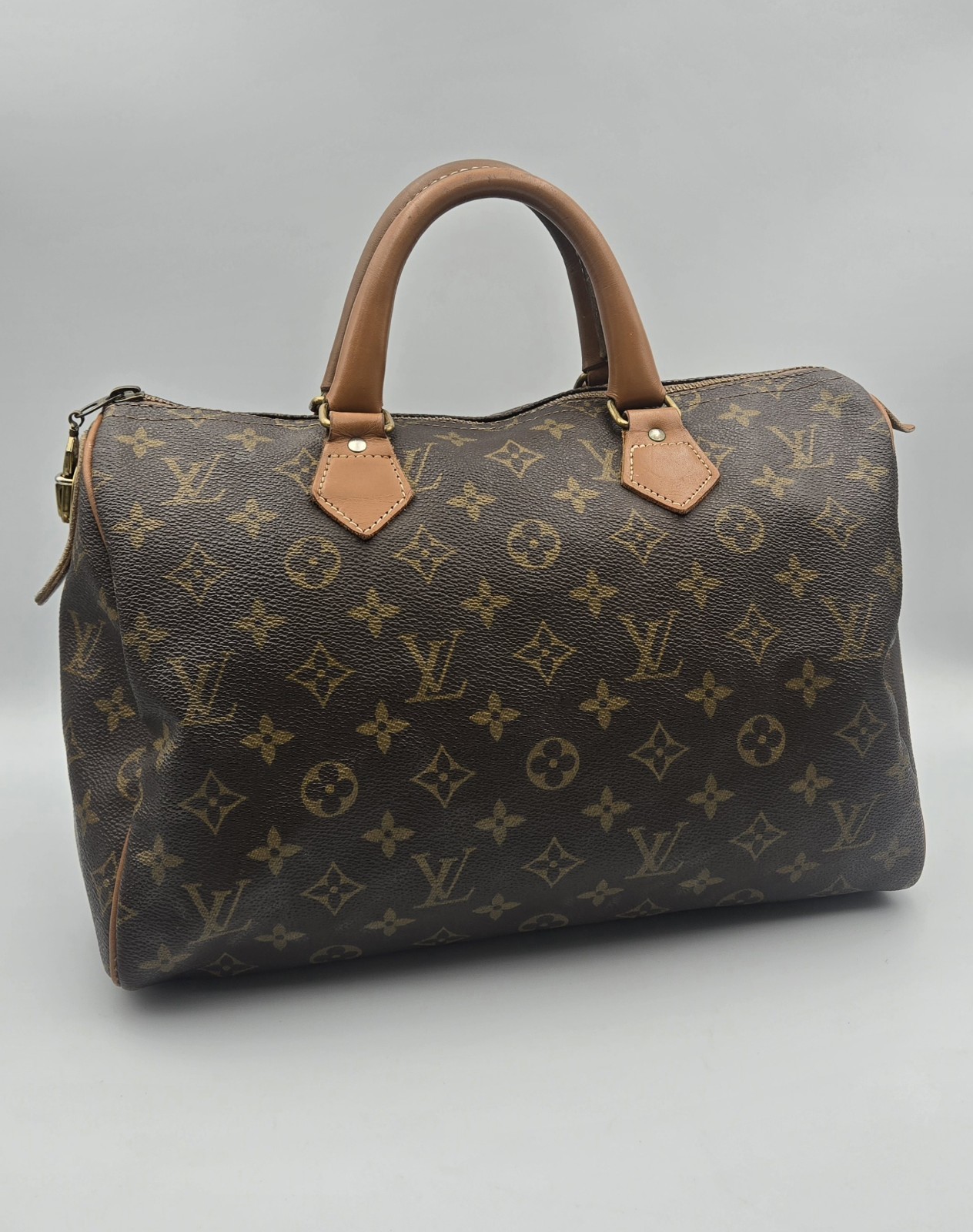 VTG Louis Vuitton French Co Monogram Speedy 30 Handbag Purse Luxury Boston Bag