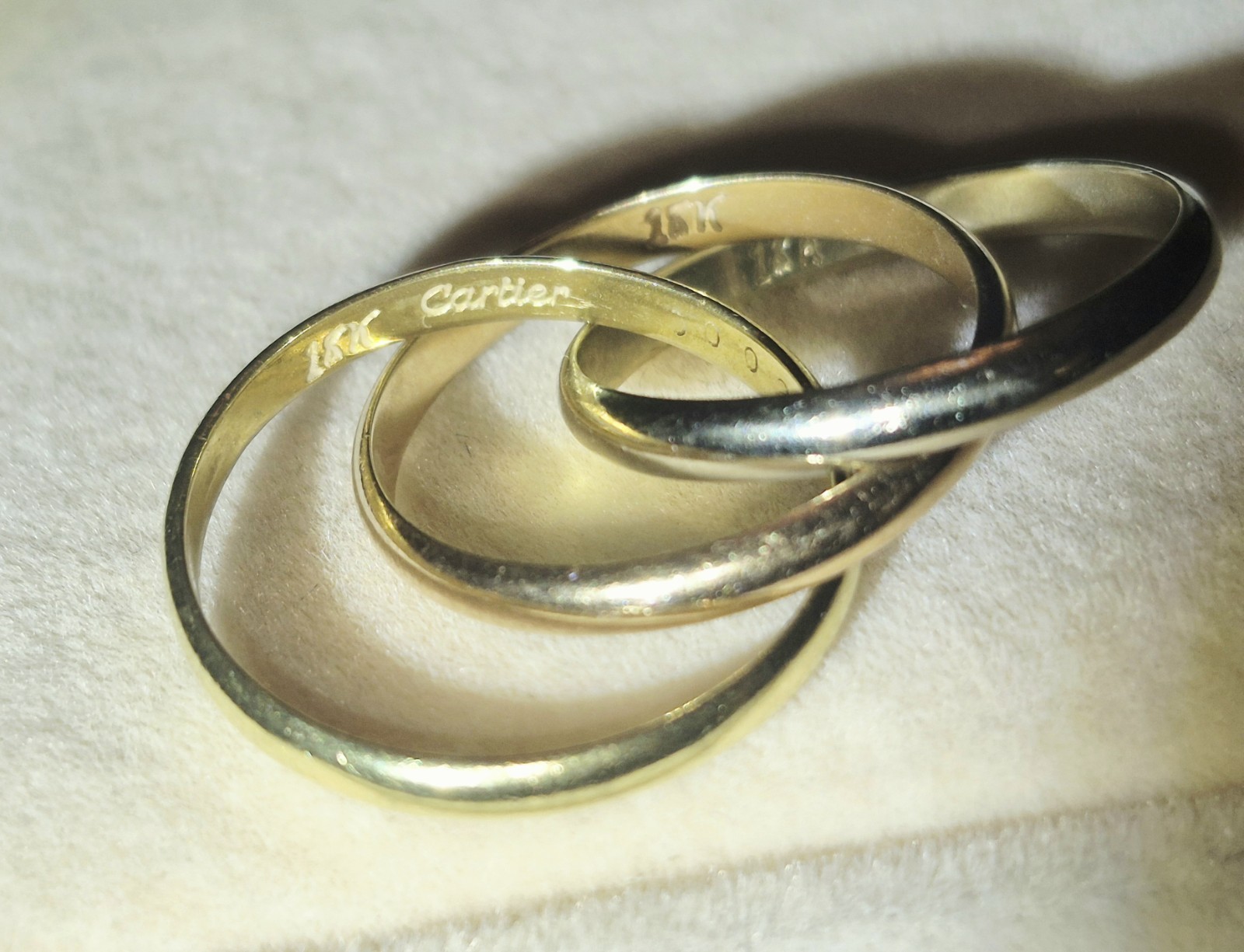 VINTAGE ERA 1920-50s DESIGNER CARTIER 18k SOLID GOLD ROLLING TRINITY RING! 4.5g