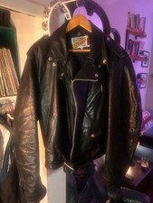 Vintage 1980s Schott Perfecto 118 Men's Heavyweight Leather Jacket Size 46