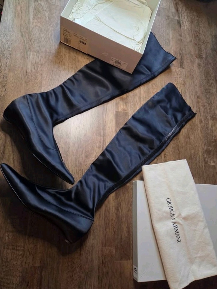 Vintage Giorgio Armani 39.5 Sexy Second Skin Thigh High Boots