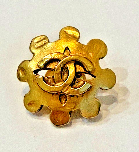 Chanel Gold-Tone Camellia Flower Vintage "Pin" Brooch like (former Earring) COA