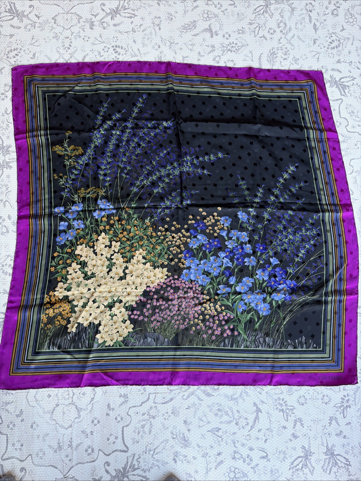 Valentino Vintage Floral Silk Scarf