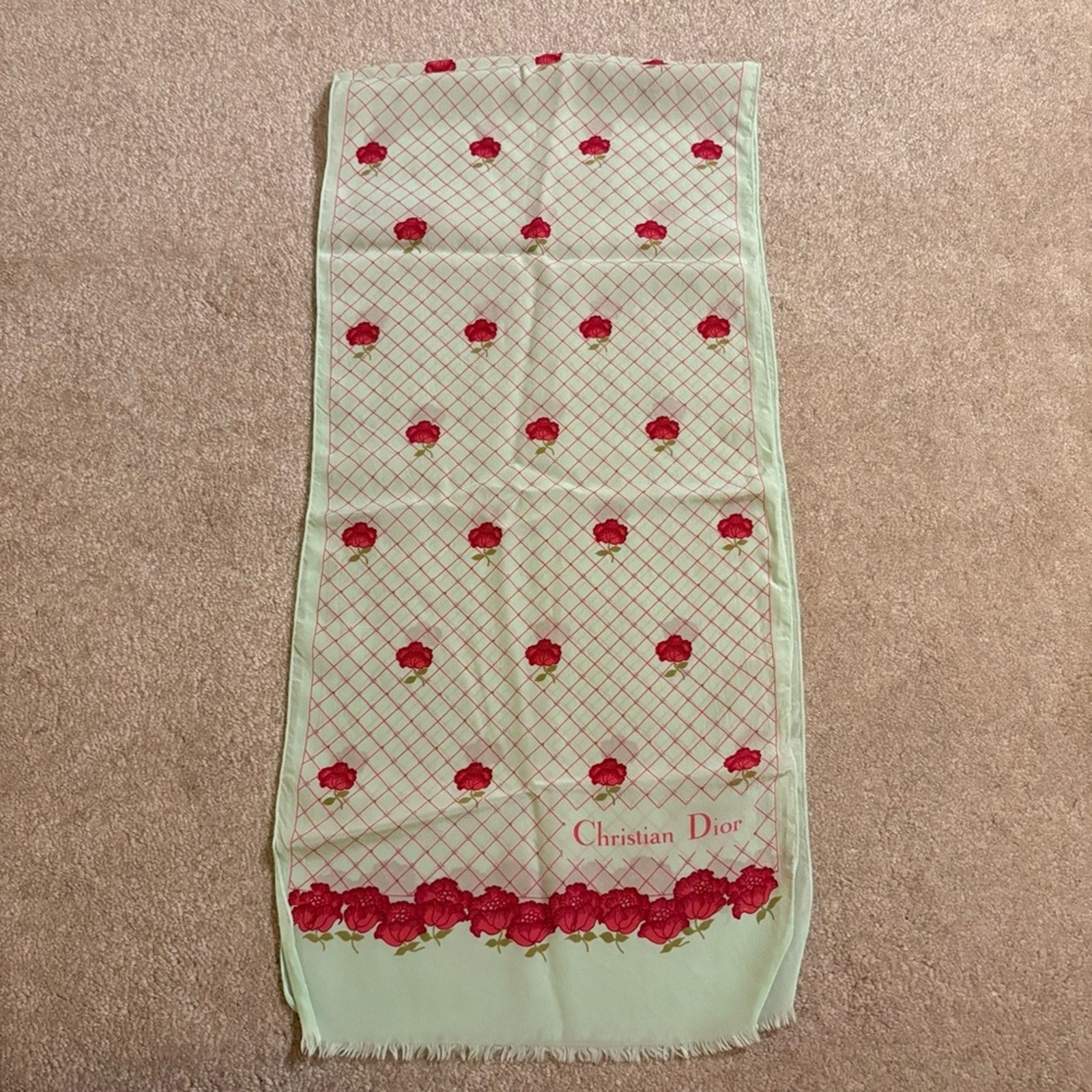 Vintage Christian Dior Floral Silk Scarf