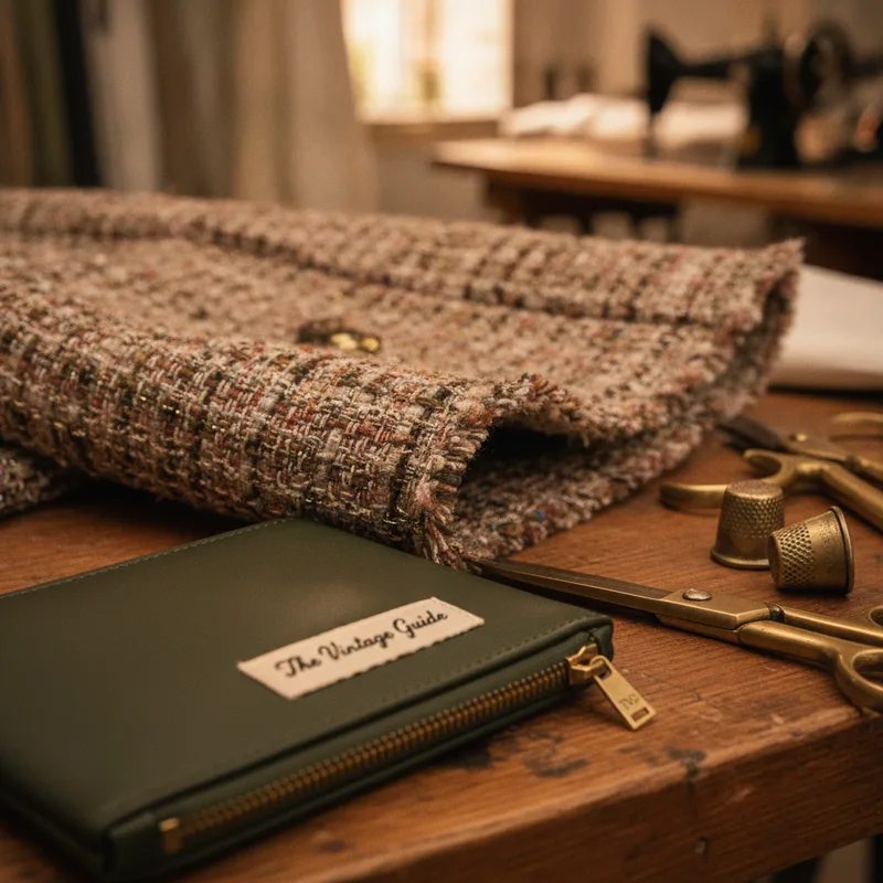 Chanel tweed jacket detail with atelier tools